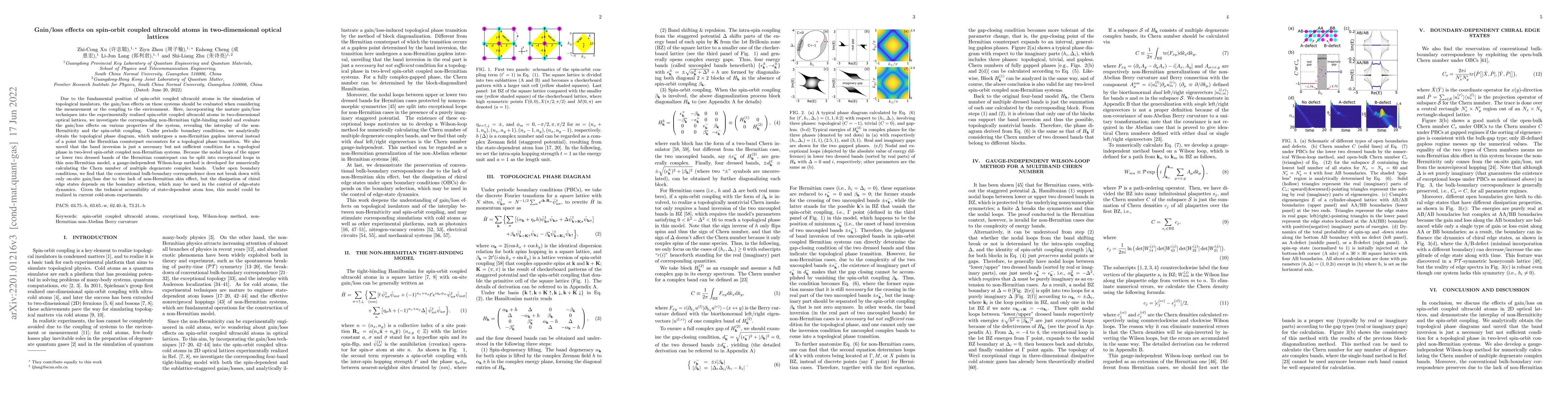 Thumbnail for Gain/loss effects on spin-orbit coupled ultracold atoms in
  two-dimensional optical lattices