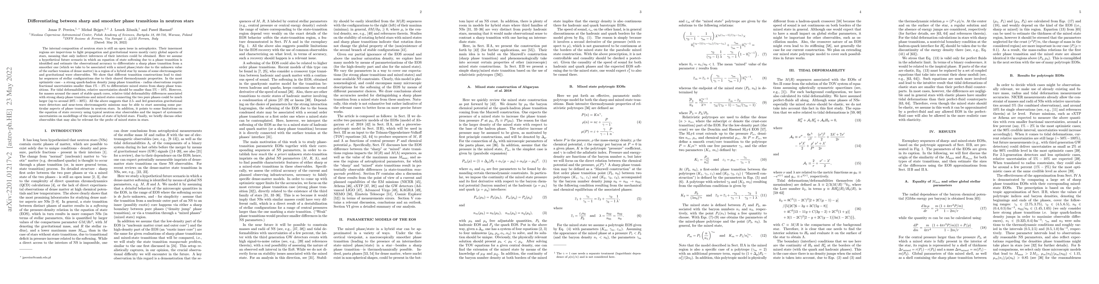 Thumbnail for Differentiating between sharp and smoother phase transitions in neutron
  stars