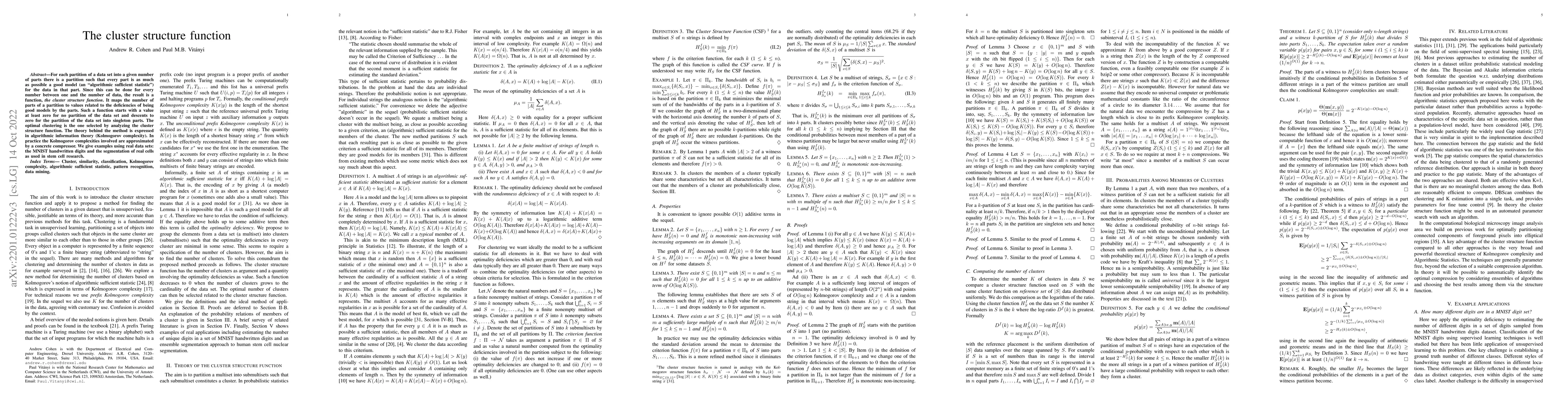 Thumbnail for The cluster structure function