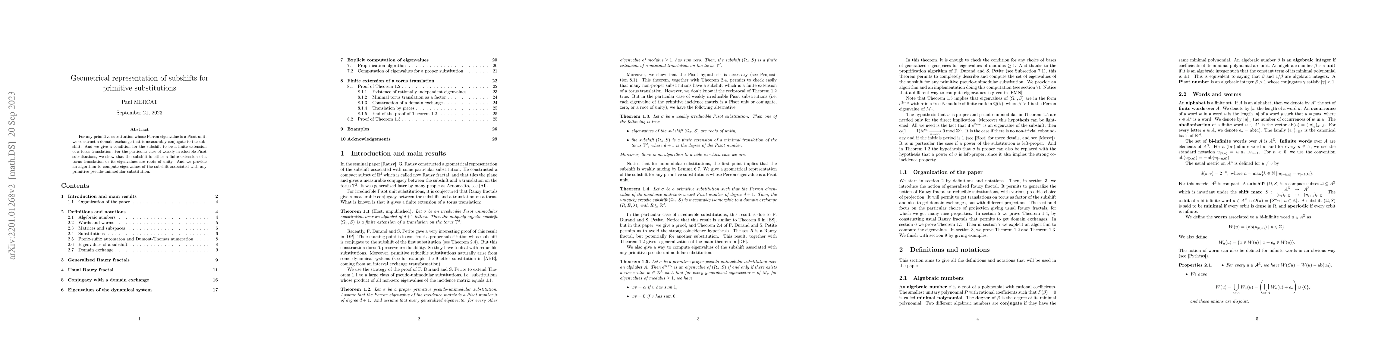 Thumbnail for Geometrical representation of subshifts for primitive substitutions