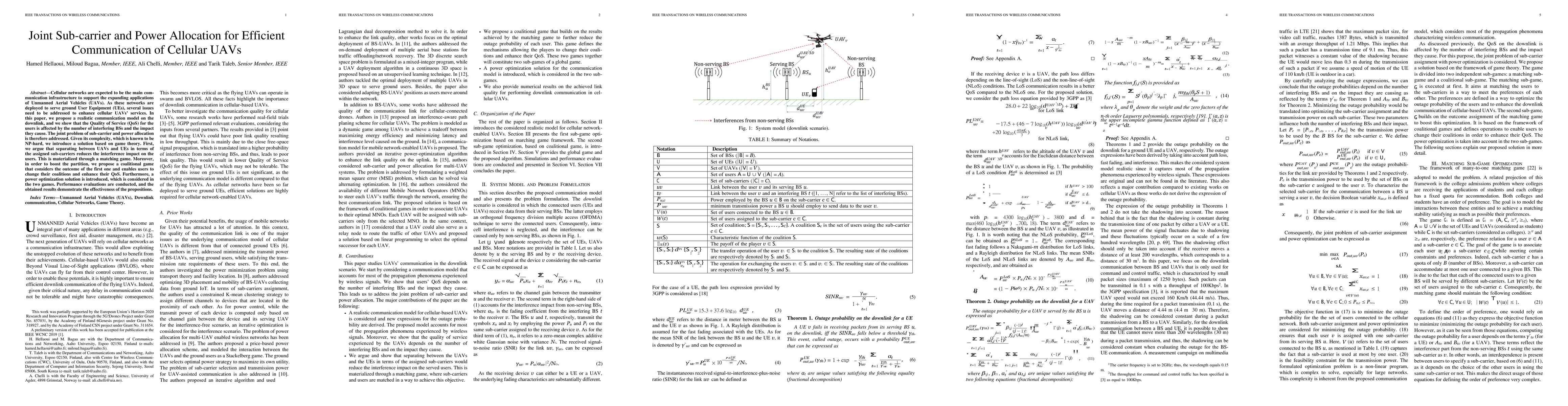Thumbnail for Joint Sub-carrier and Power Allocation for Efficient Communication of
  Cellular UAVs
