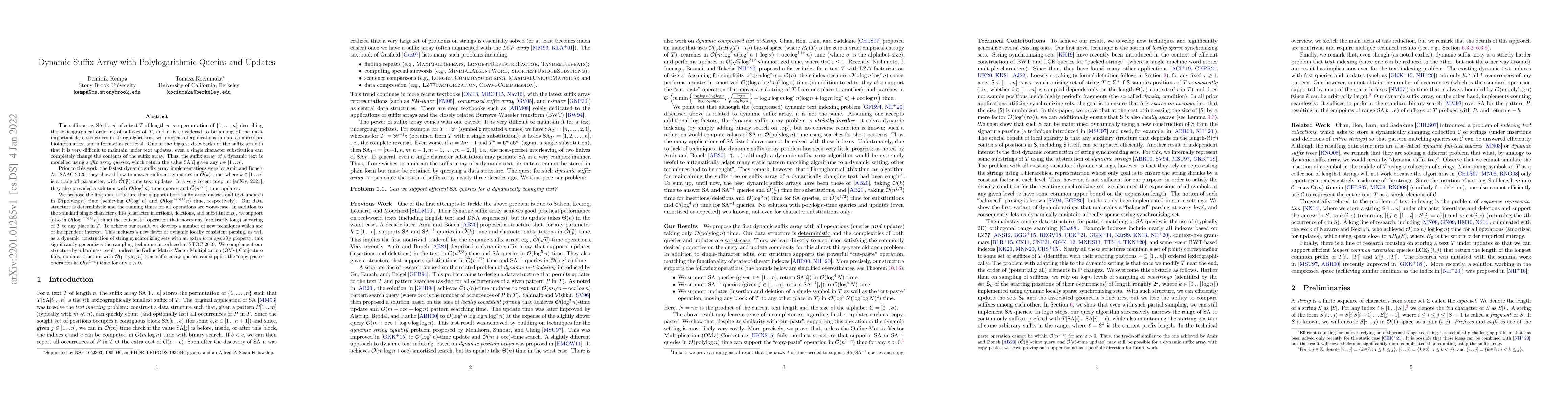 Thumbnail for Dynamic Suffix Array with Polylogarithmic Queries and Updates