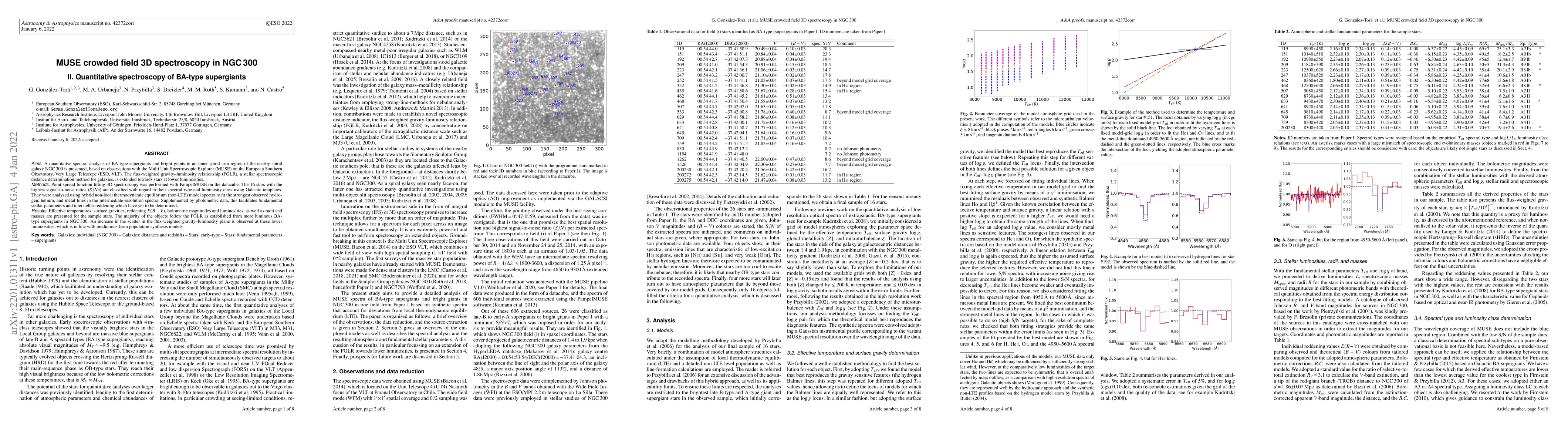 Thumbnail for MUSE crowded field 3D spectroscopy in NGC 300 II. Quantitative
  spectroscopy of BA-type supergiants