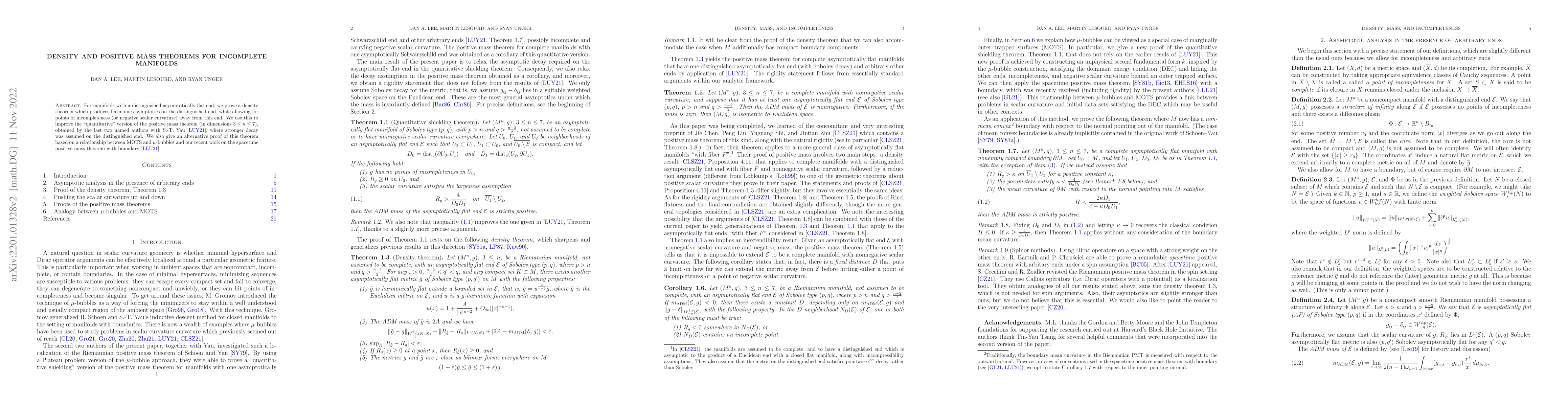 Thumbnail for Density and positive mass theorems for incomplete manifolds