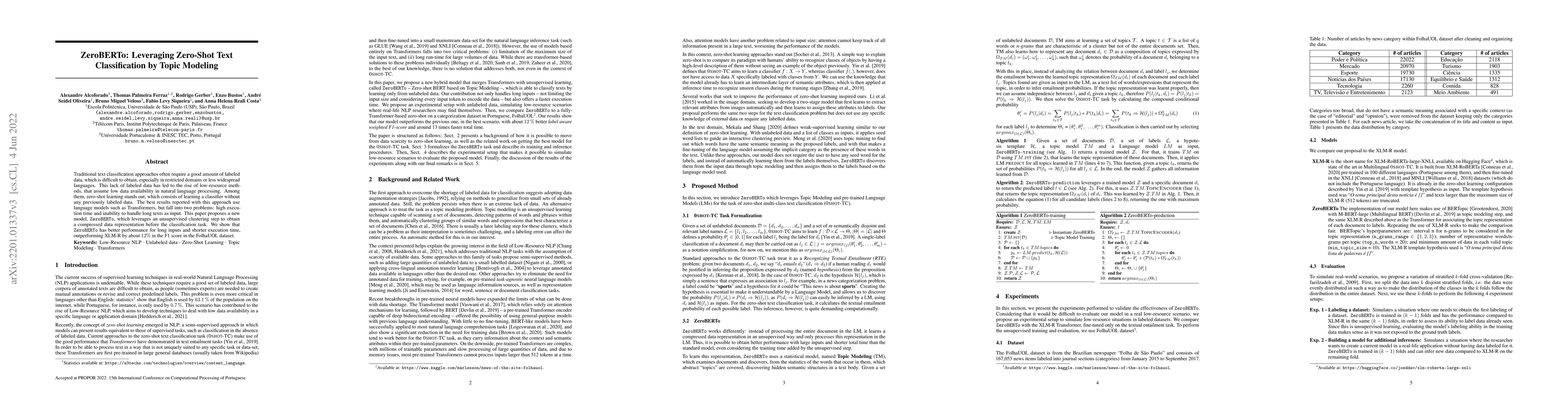 Thumbnail for ZeroBERTo: Leveraging Zero-Shot Text Classification by Topic Modeling