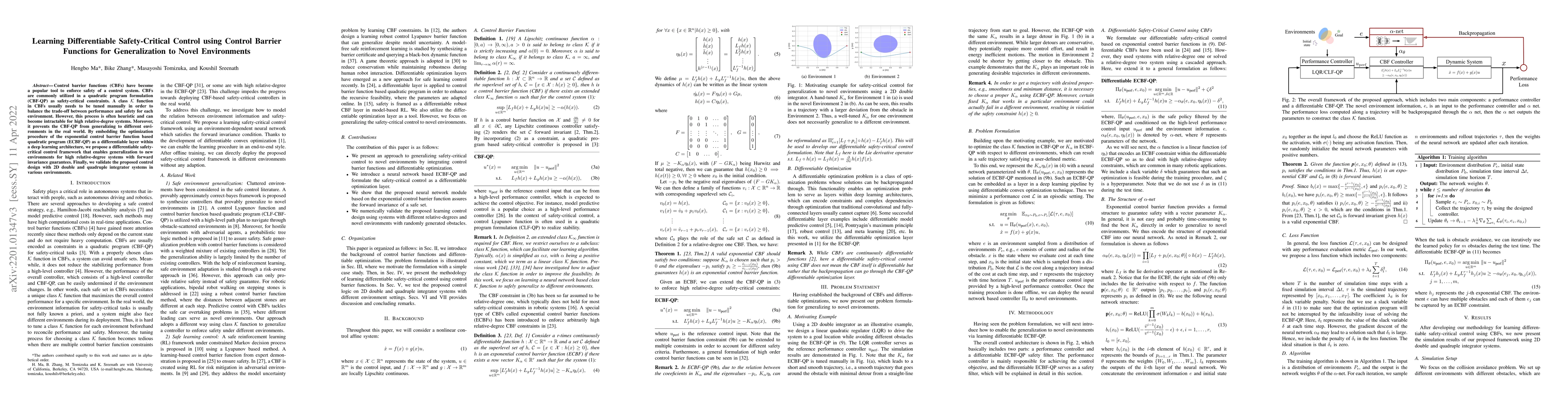 Thumbnail for Learning Differentiable Safety-Critical Control using Control Barrier
  Functions for Generalization to Novel Environments