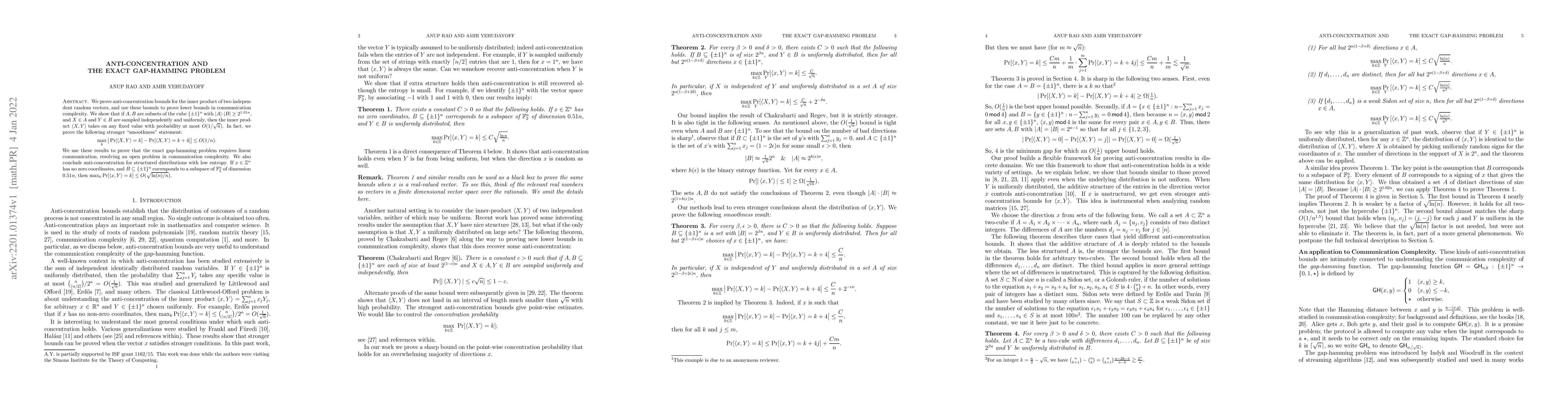 Thumbnail for Anti-concentration and the Exact Gap-Hamming Problem