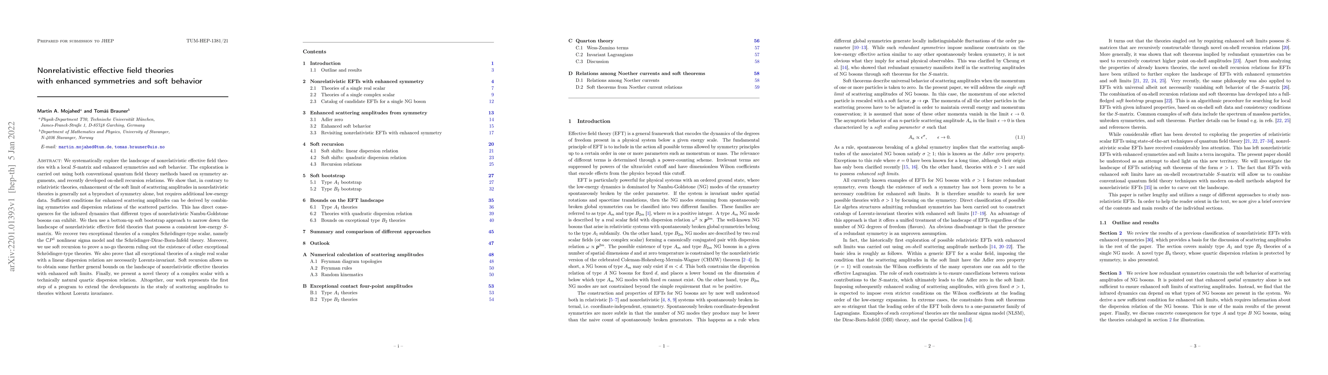 Thumbnail for Nonrelativistic effective field theories with enhanced symmetries and
  soft behavior