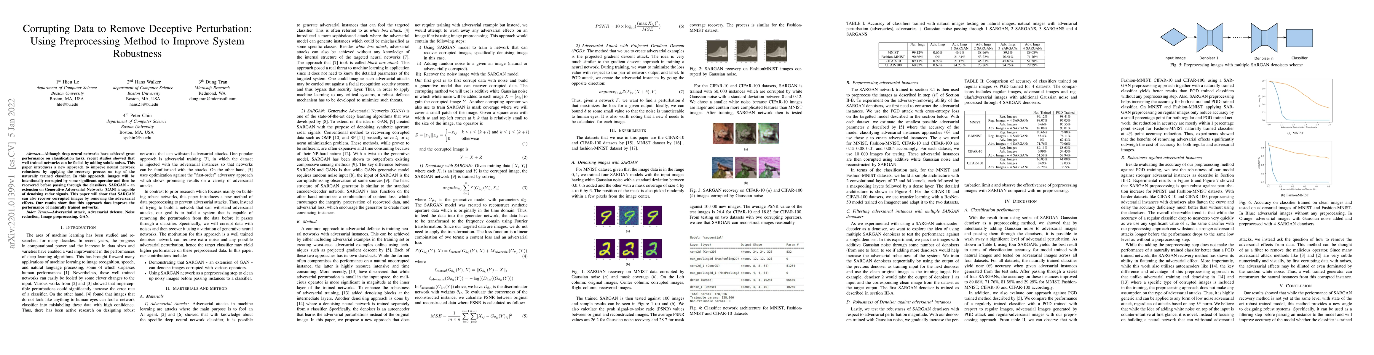 Thumbnail for Corrupting Data to Remove Deceptive Perturbation: Using Preprocessing
  Method to Improve System Robustness