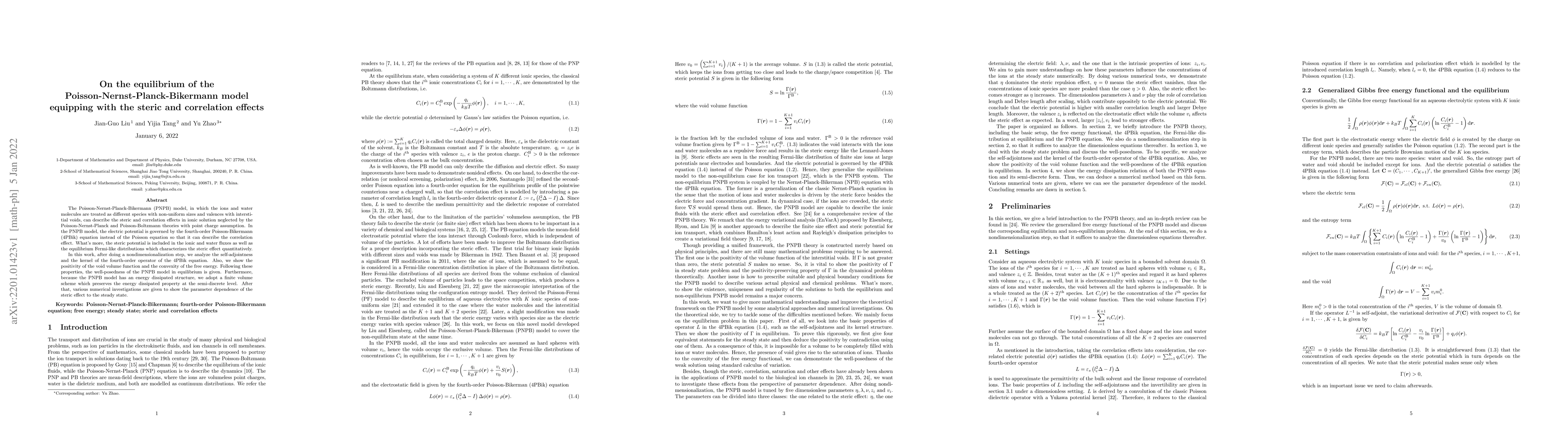 Thumbnail for On the equilibrium of the Poisson-Nernst-Planck-Bikermann model
  equipping with the steric and correlation effects