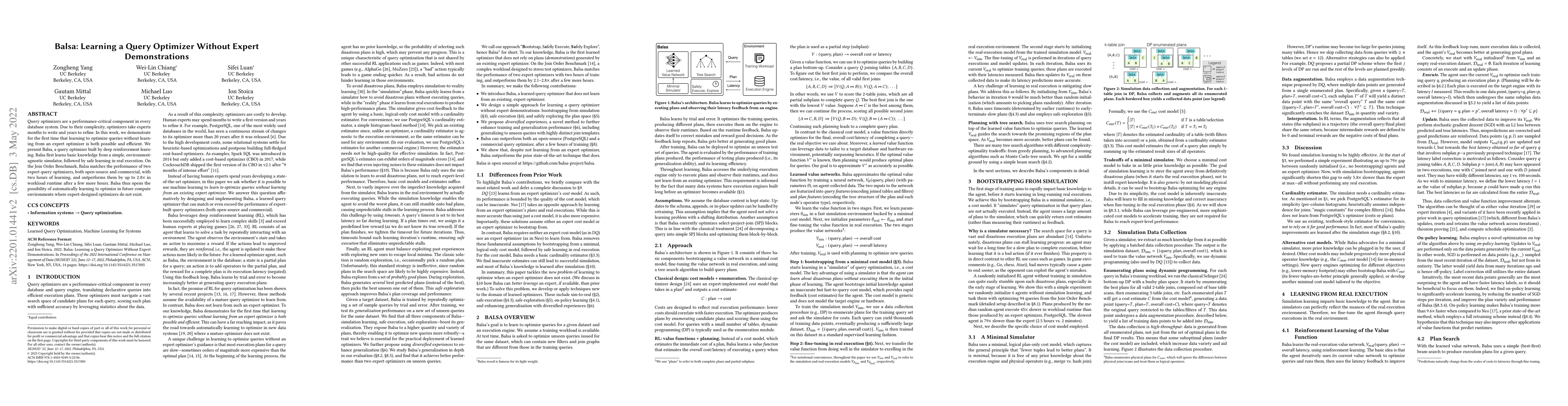 Thumbnail for Balsa: Learning a Query Optimizer Without Expert Demonstrations