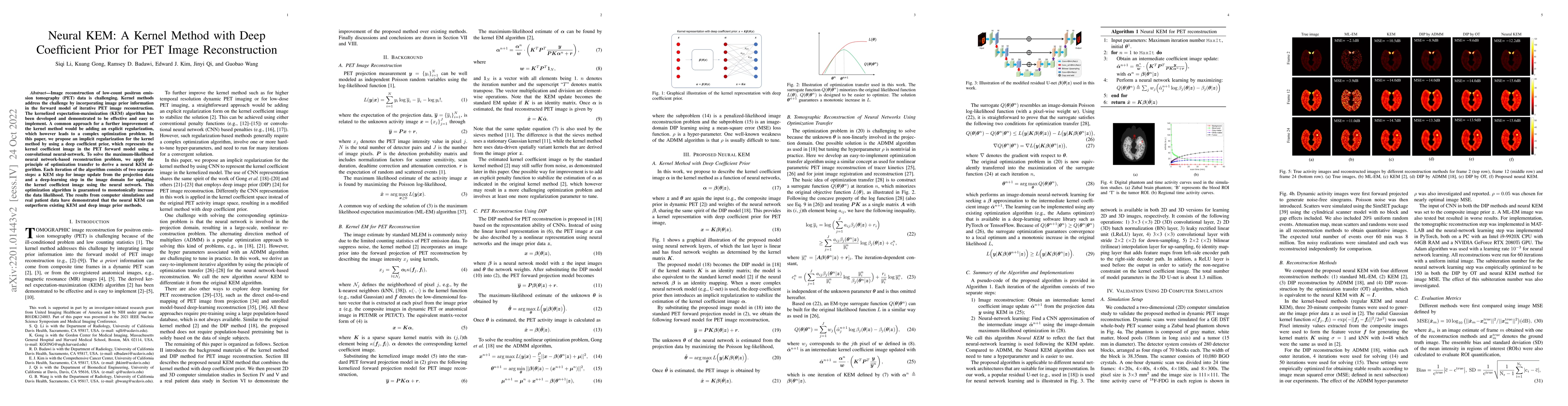 Thumbnail for Neural KEM: A Kernel Method with Deep Coefficient Prior for PET Image
  Reconstruction