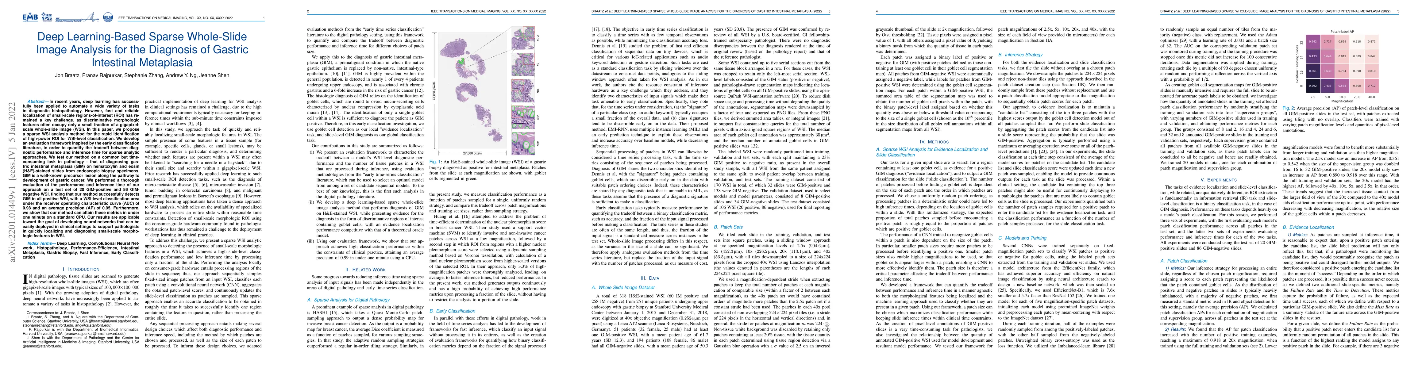 Thumbnail for Deep Learning-Based Sparse Whole-Slide Image Analysis for the Diagnosis
  of Gastric Intestinal Metaplasia