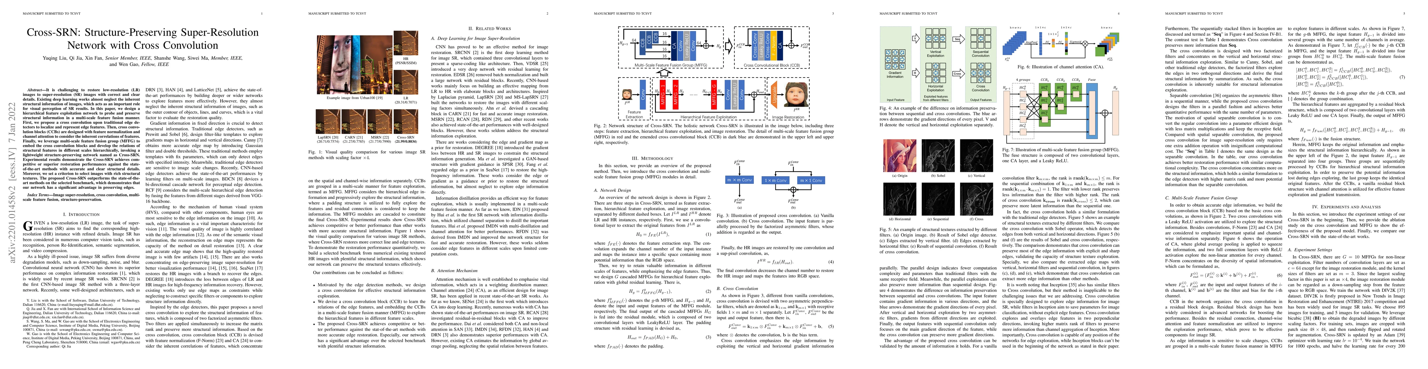 Thumbnail for Cross-SRN: Structure-Preserving Super-Resolution Network with Cross
  Convolution