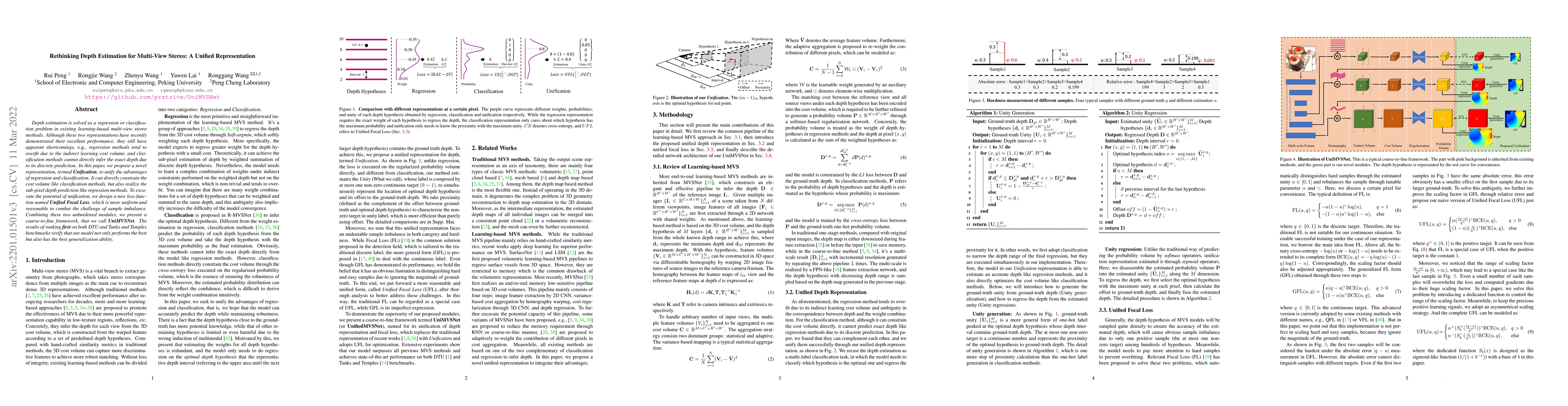 Thumbnail for Rethinking Depth Estimation for Multi-View Stereo: A Unified
  Representation