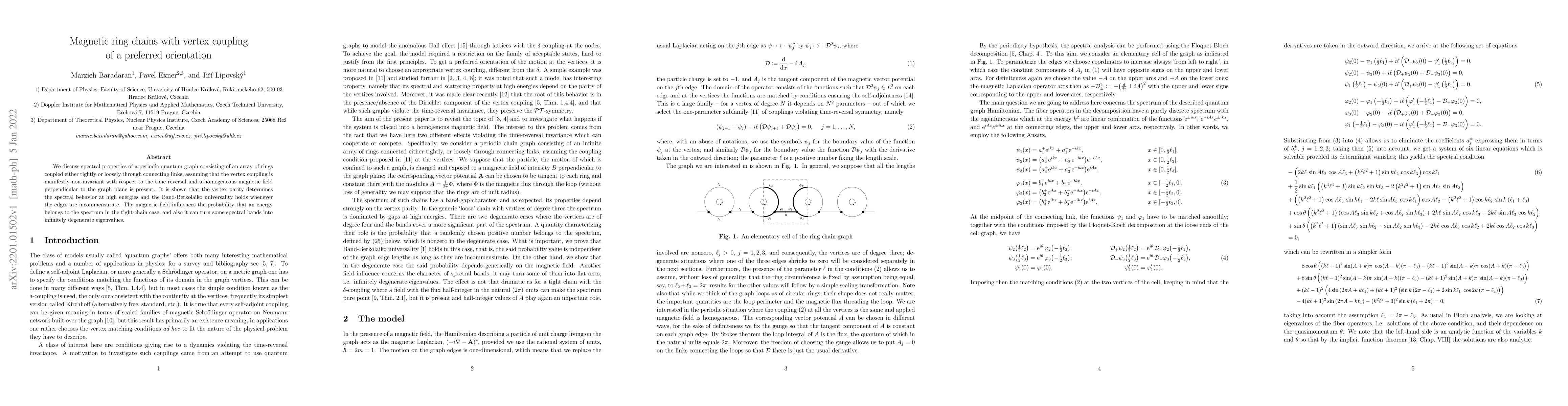 Thumbnail for Magnetic ring chains with vertex coupling of a preferred orientation