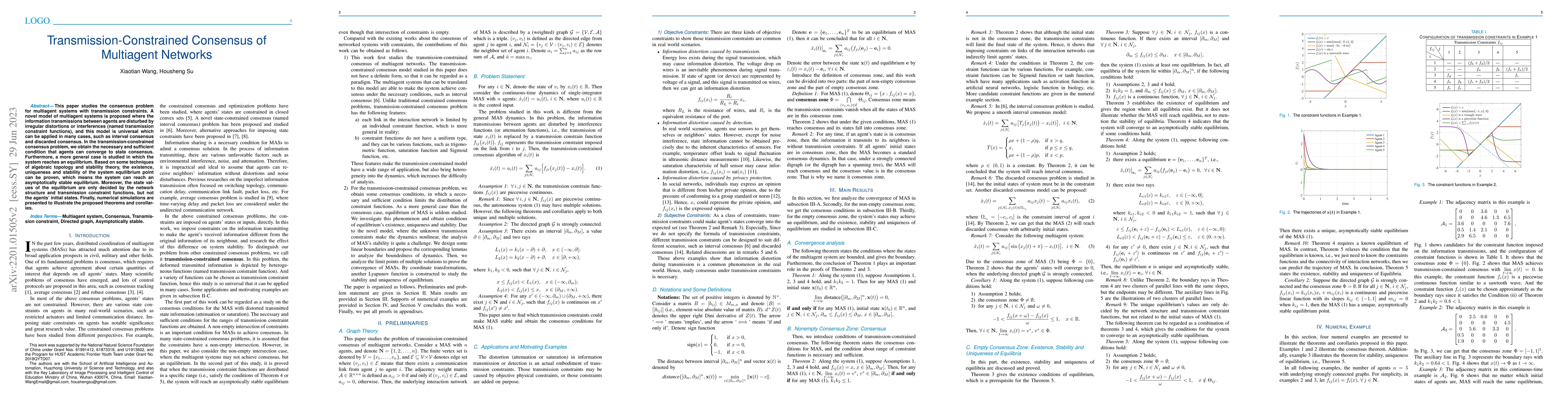 Thumbnail for Transmission-Constrained Consensus of Multiagent Networks