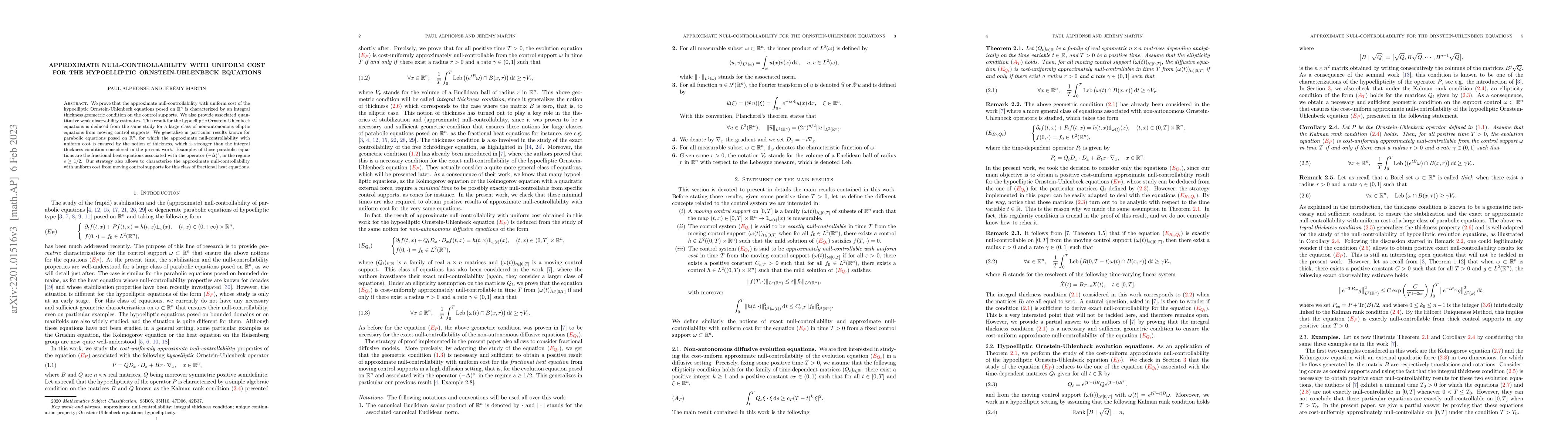 Thumbnail for Approximate null-controllability with uniform cost for the hypoelliptic
  Ornstein-Uhlenbeck equations