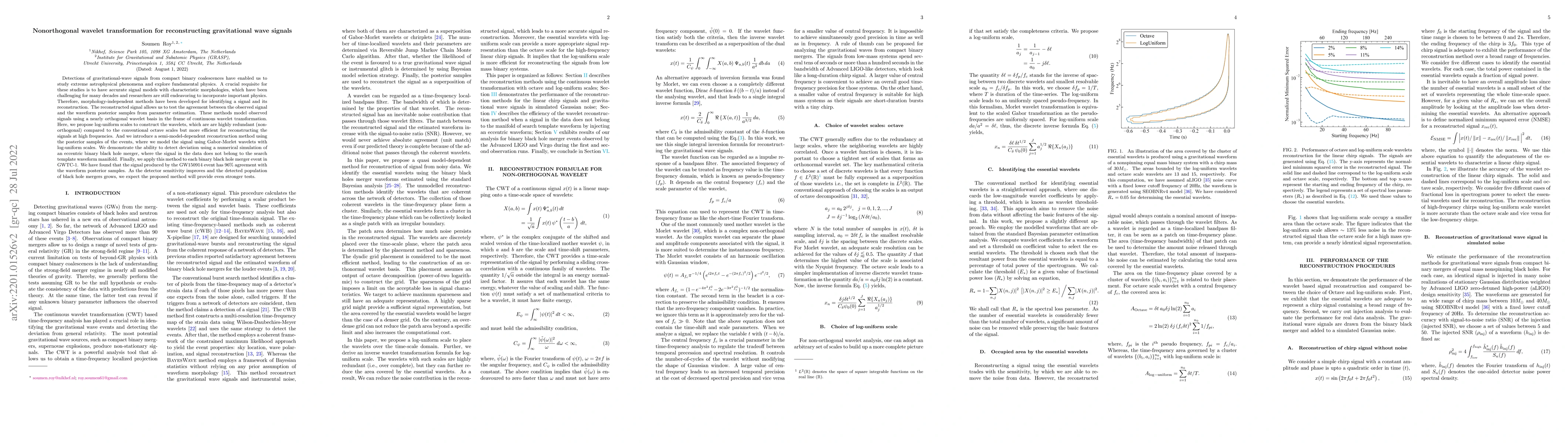 Thumbnail for Nonorthogonal wavelet transformation for reconstructing gravitational
  wave signals
