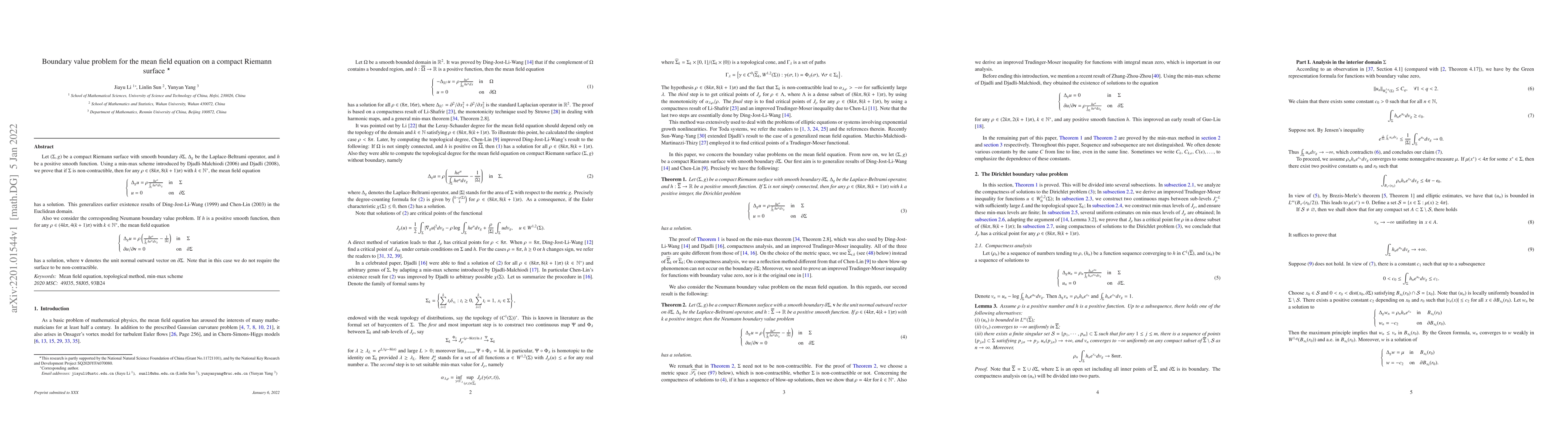 Thumbnail for Boundary value problem for the mean field equation on a compact Riemann
  surface