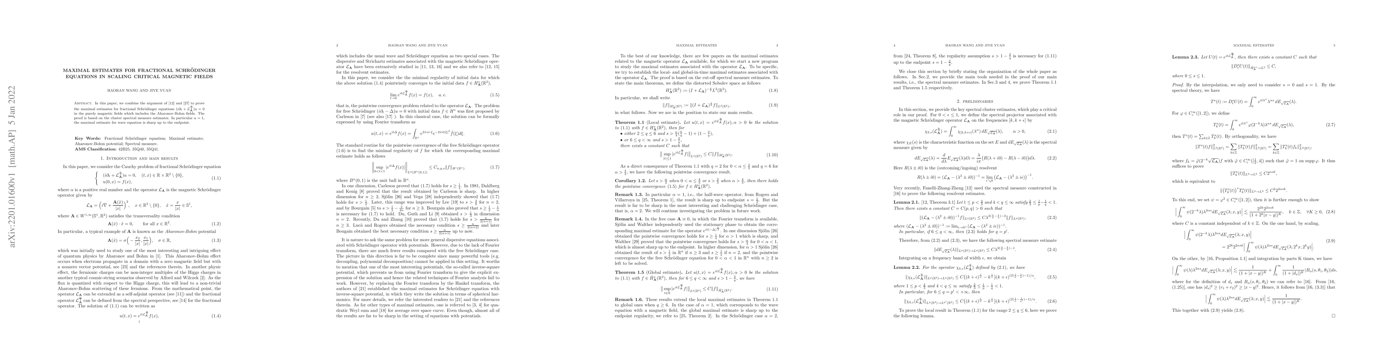 Thumbnail for Maximal estimates for fractional Schr\"odinger equations in scaling
  critical magnetic fields