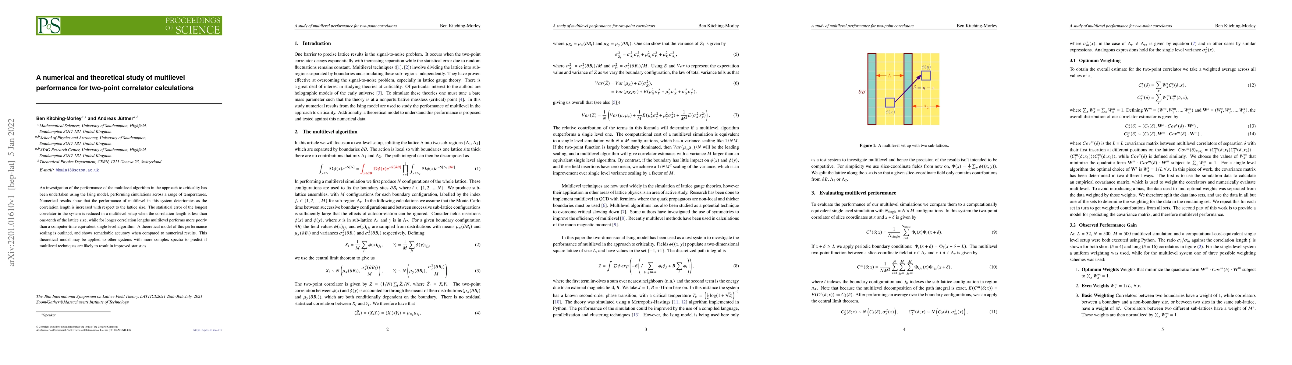 Thumbnail for A numerical and theoretical study of multilevel performance for
  two-point correlator calculations