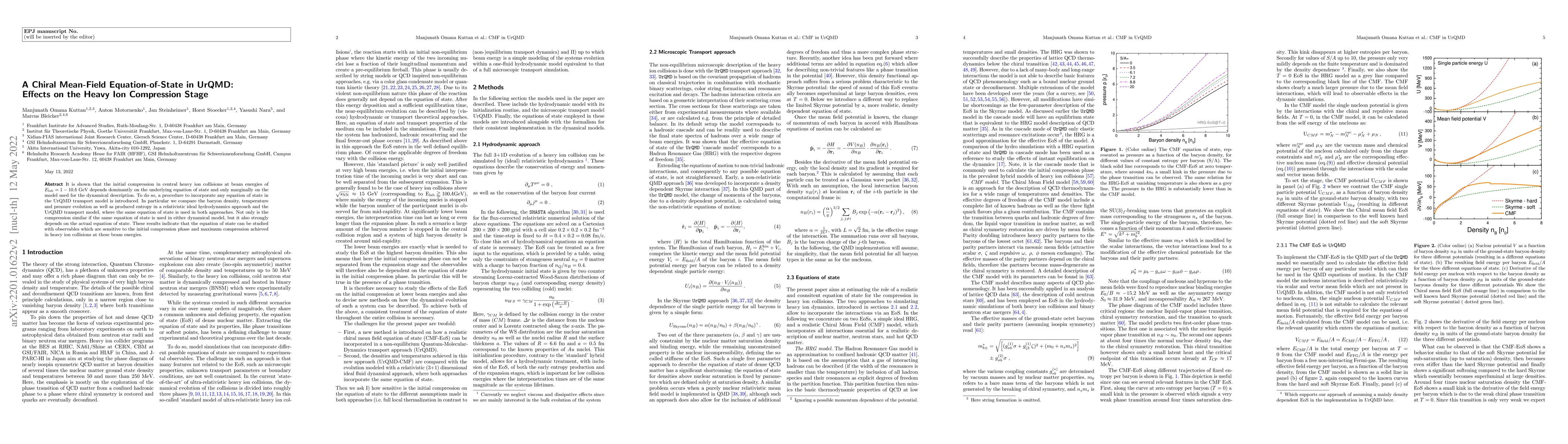 Thumbnail for A Chiral Mean-Field Equation-of-State in UrQMD: Effects on the Heavy Ion
  Compression Stage