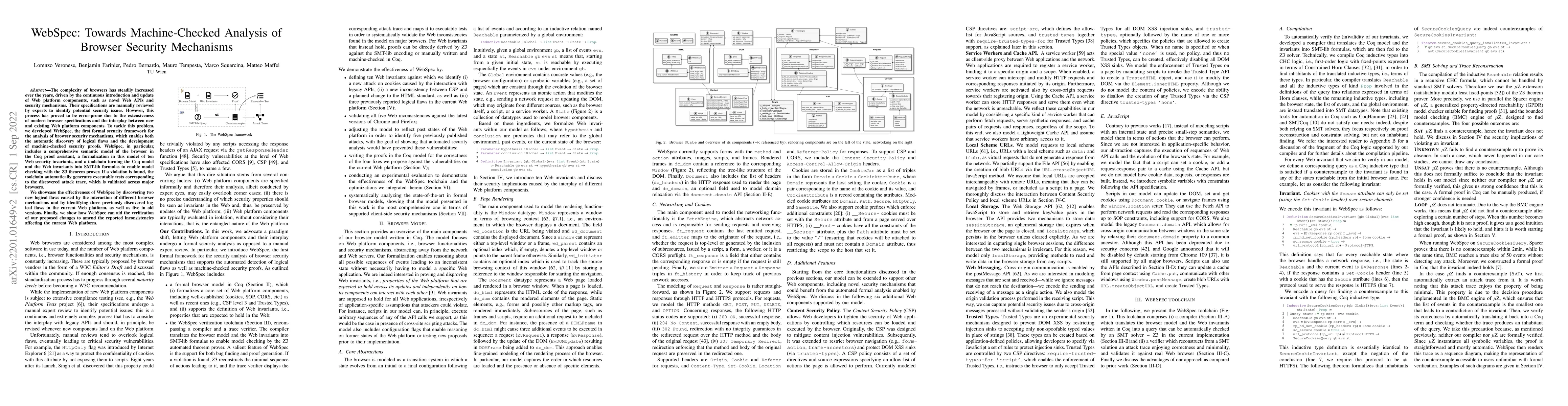 Thumbnail for WebSpec: Towards Machine-Checked Analysis of Browser Security Mechanisms