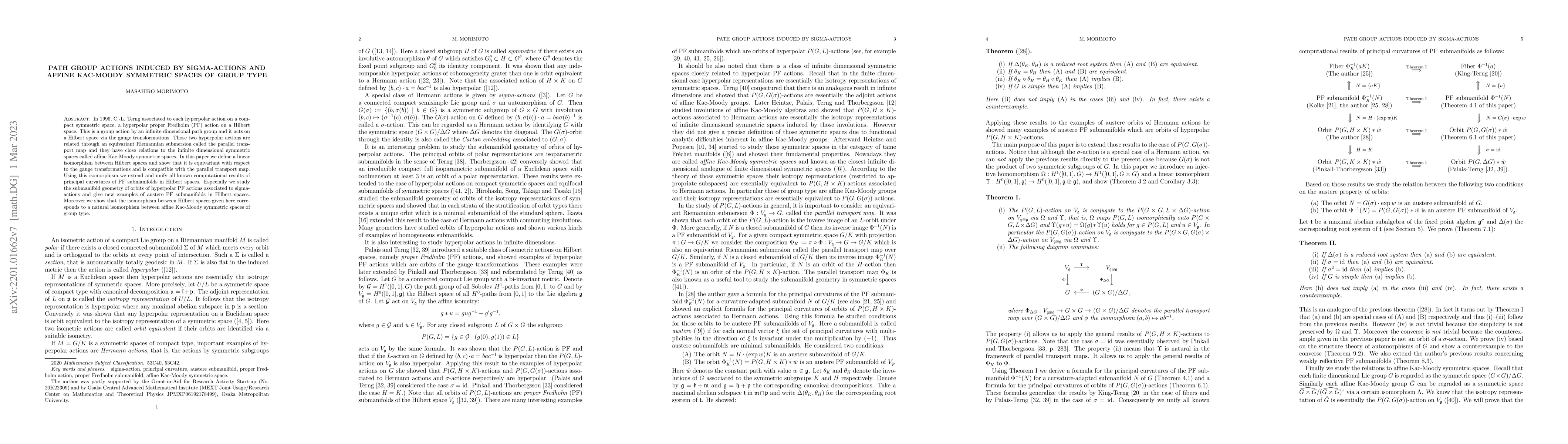 Thumbnail for Path group actions induced by sigma-actions and affine Kac-Moody
  symmetric spaces of group type