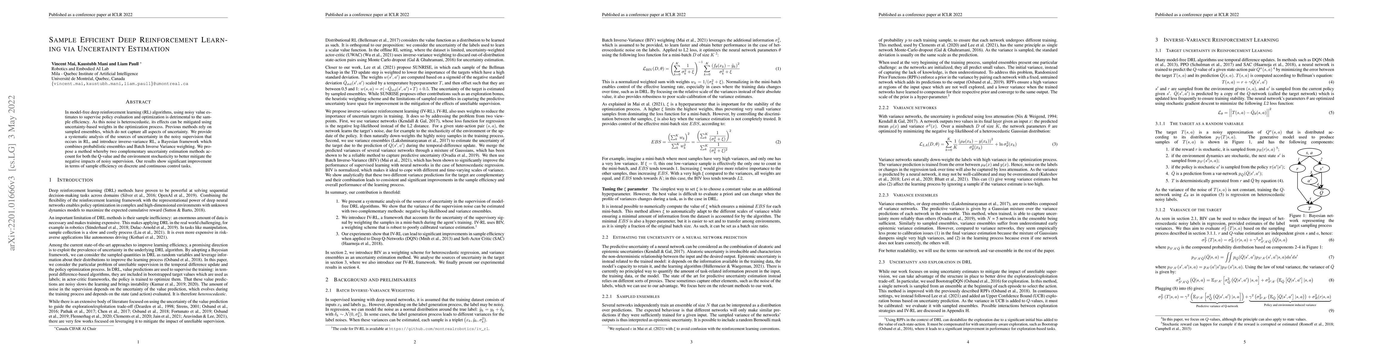 Thumbnail for Sample Efficient Deep Reinforcement Learning via Uncertainty Estimation
