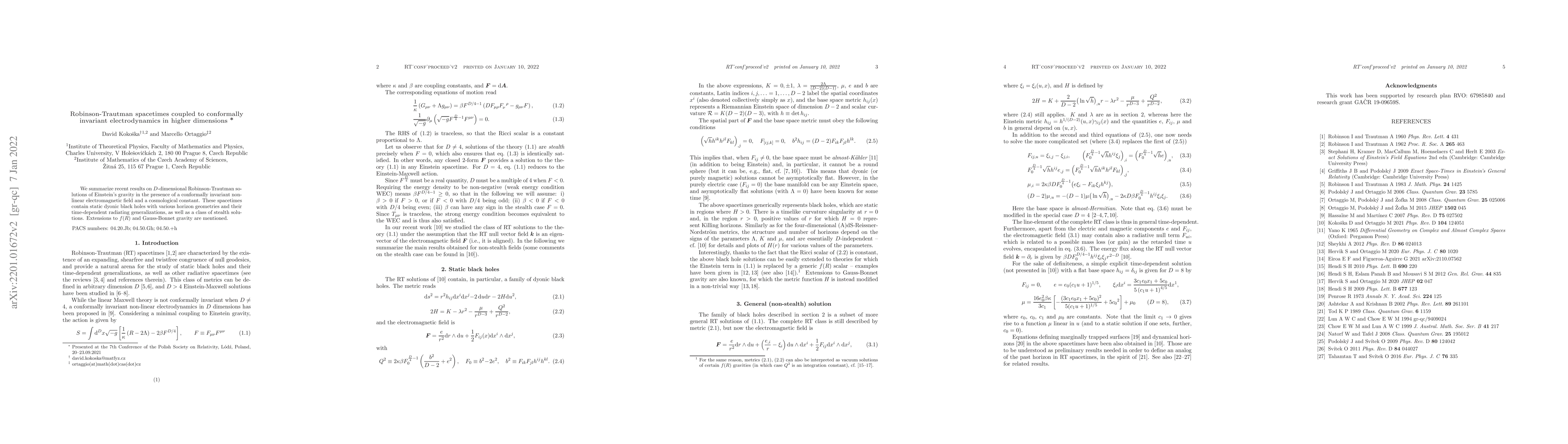 Thumbnail for Robinson-Trautman spacetimes coupled to conformally invariant
  electrodynamics in higher dimensions