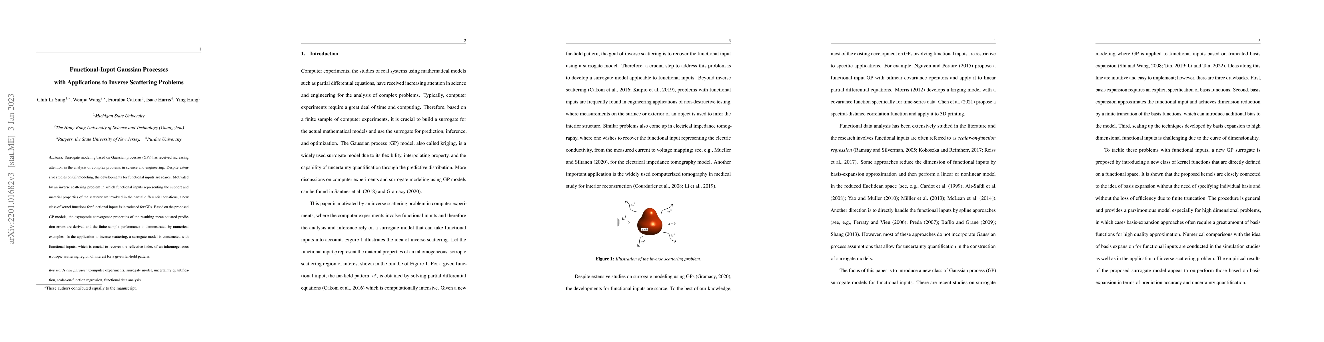 Thumbnail for Functional-Input Gaussian Processes with Applications to Inverse
  Scattering Problems