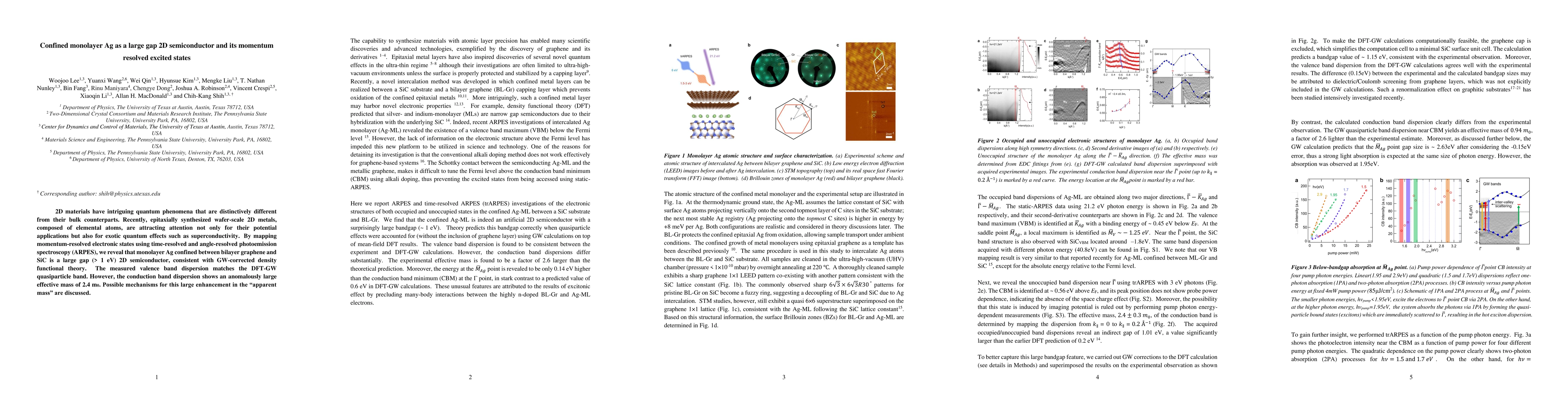 Thumbnail for Confined monolayer Ag as a large gap 2D semiconductor and its momentum
  resolved excited states
