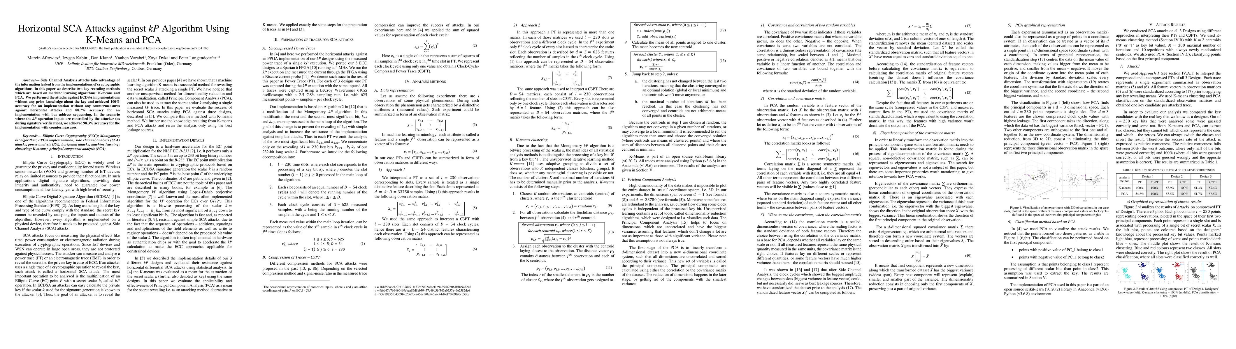 Thumbnail for Horizontal SCA Attacks against kP Algorithm Using K-Means and PCA