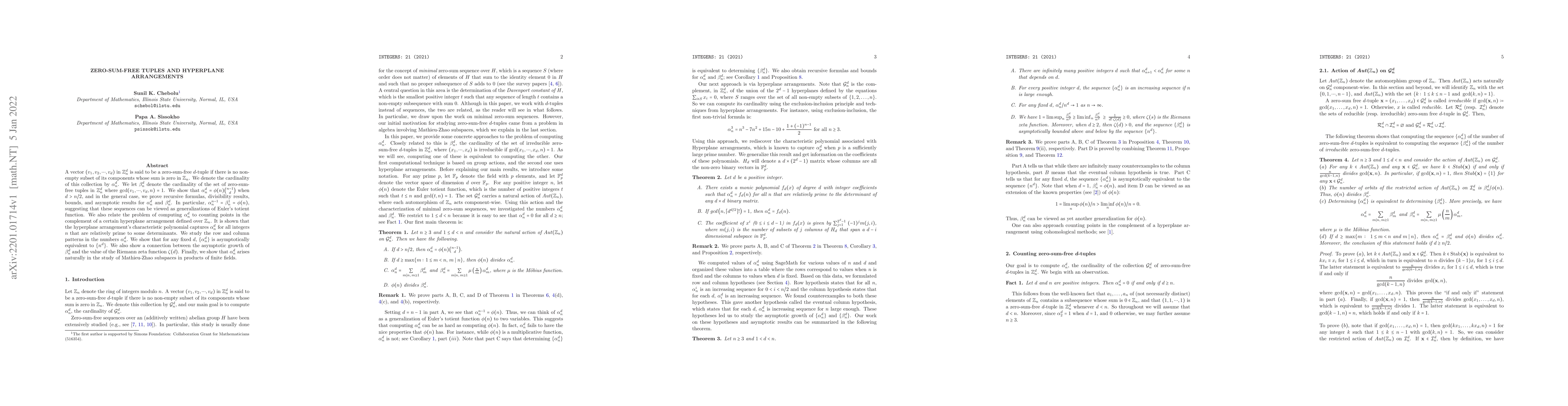 Thumbnail for Zero-sum-free tuples and hyperplane arrangements