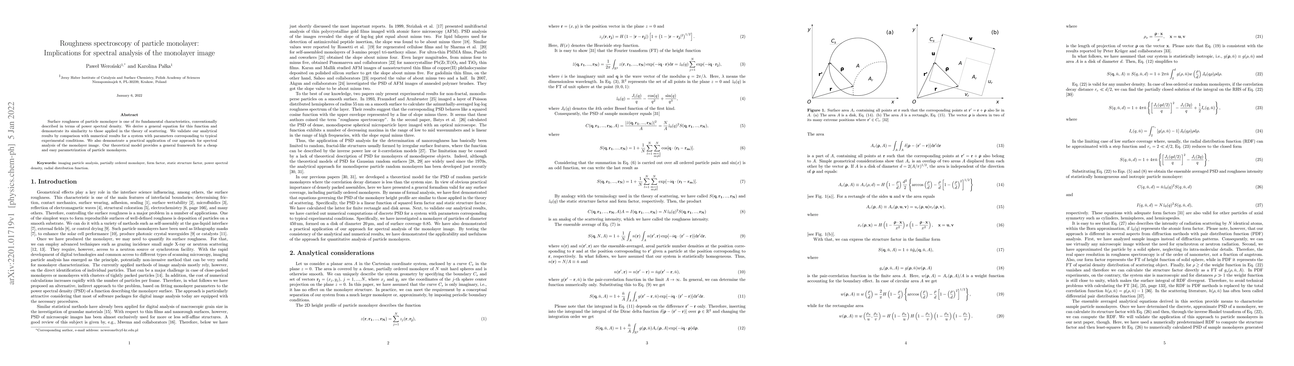 Thumbnail for Roughness spectroscopy of particle monolayer: Implications for spectral
  analysis of the monolayer image