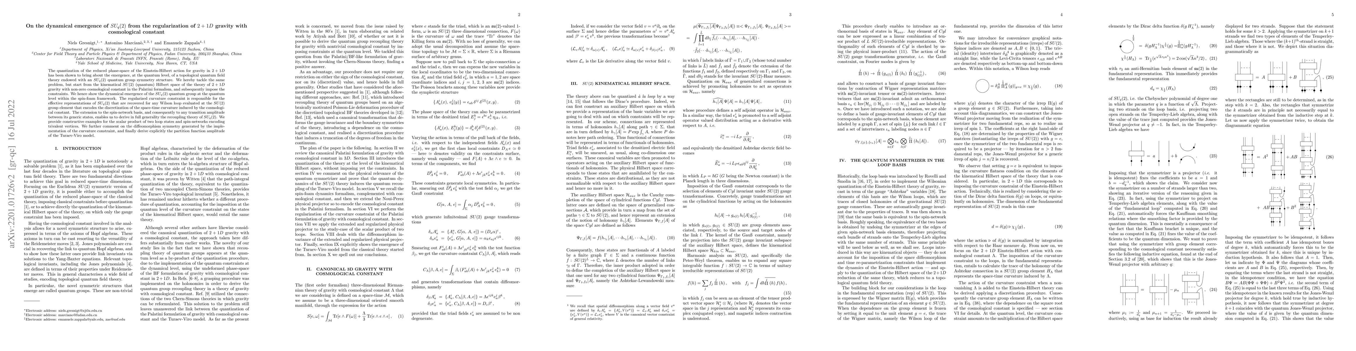 Thumbnail for On the dynamical emergence of $SU_q(2)$ from the regularization of
  $2+1D$ gravity with cosmological constant