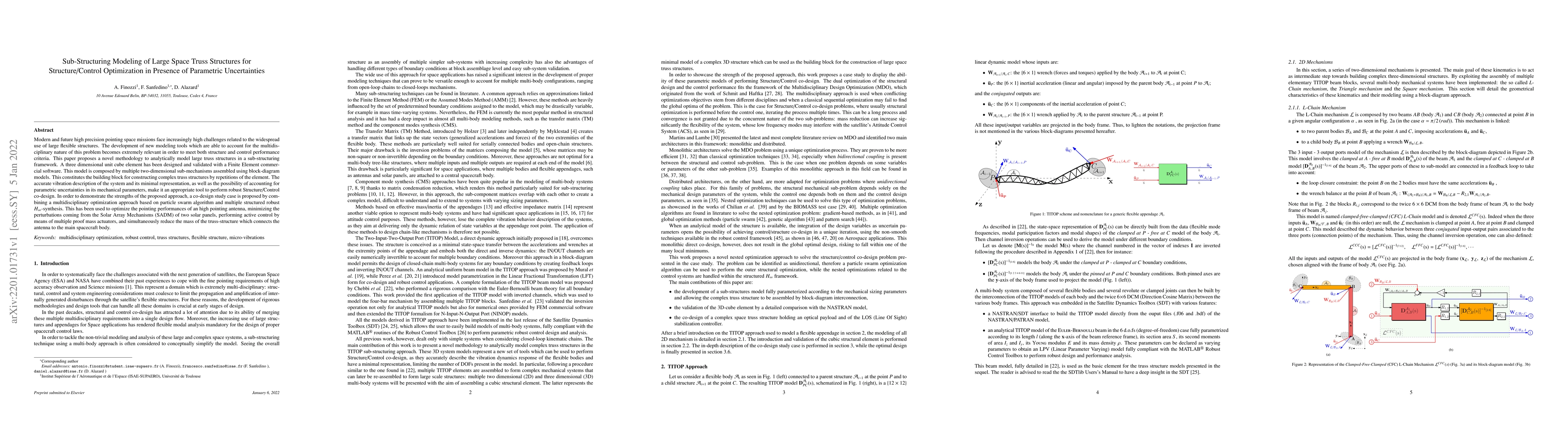 Thumbnail for Sub-Structuring Modeling of Large Space Truss Structures for
  Structure/Control Optimization in Presence of Parametric Uncertainties