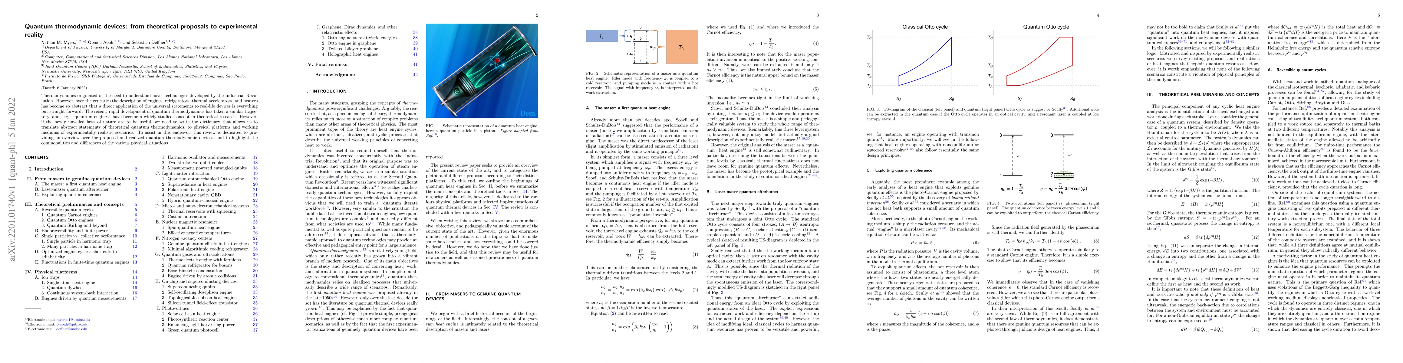 Thumbnail for Quantum thermodynamic devices: from theoretical proposals to
  experimental reality