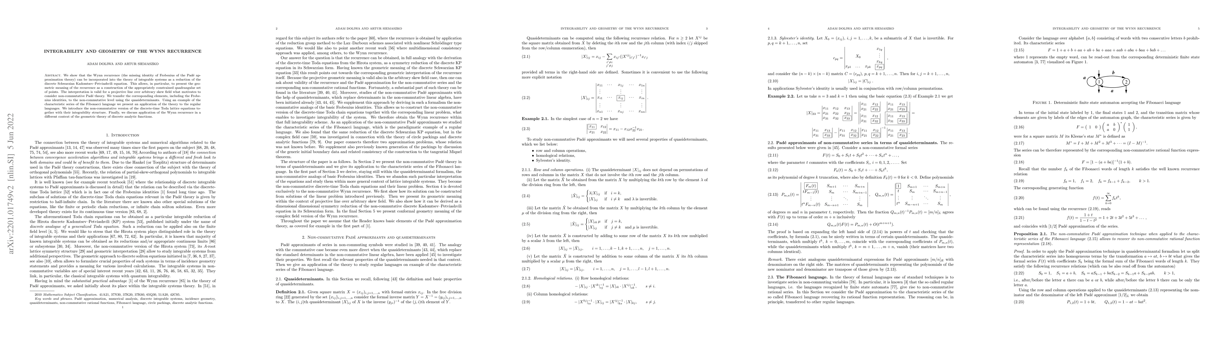 Thumbnail for Integrability and geometry of the Wynn recurrence