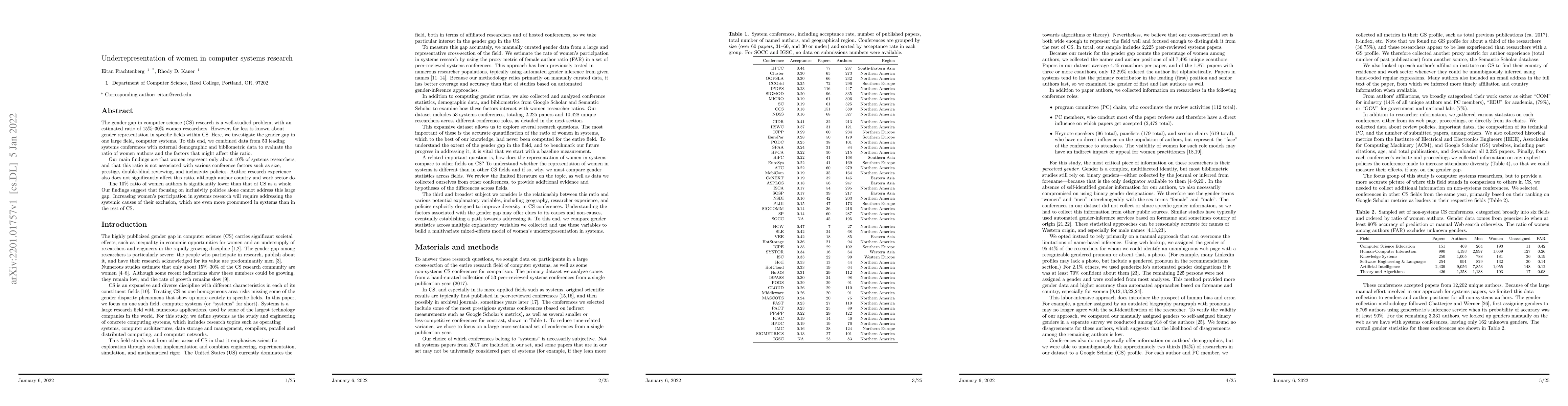 Thumbnail for Underrepresentation of women in computer systems research