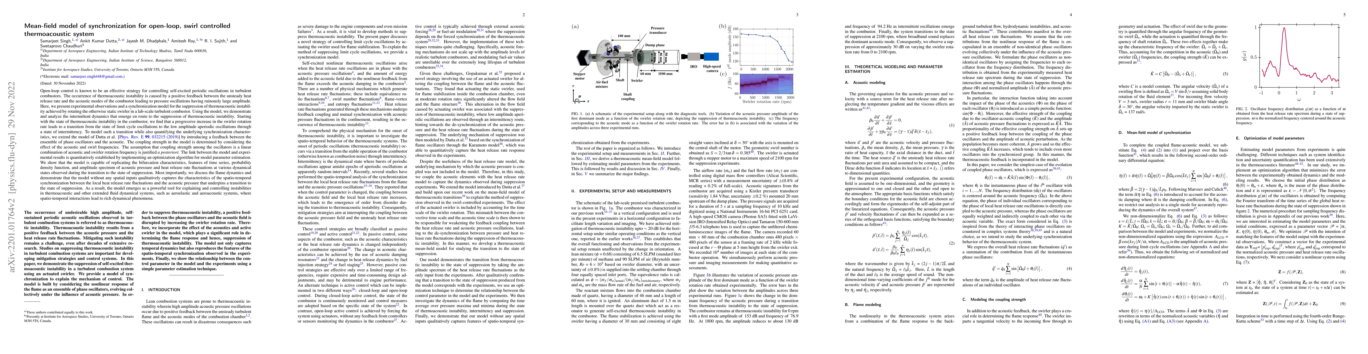 Thumbnail for Mean-field synchronization model for open-loop, swirl controlled
  thermoacoustic system