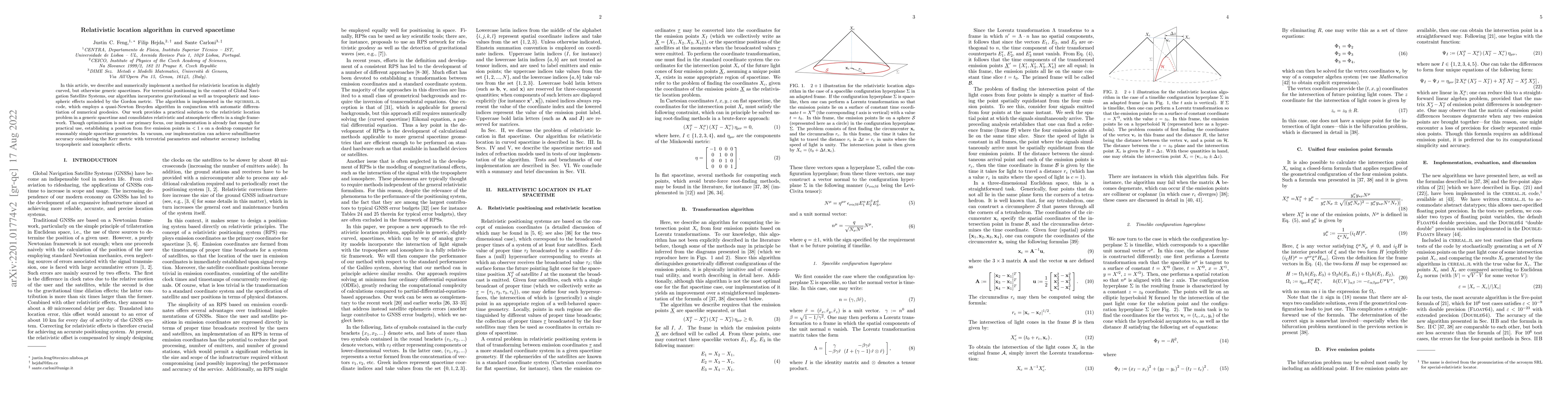 Thumbnail for Relativistic location algorithm in curved spacetime