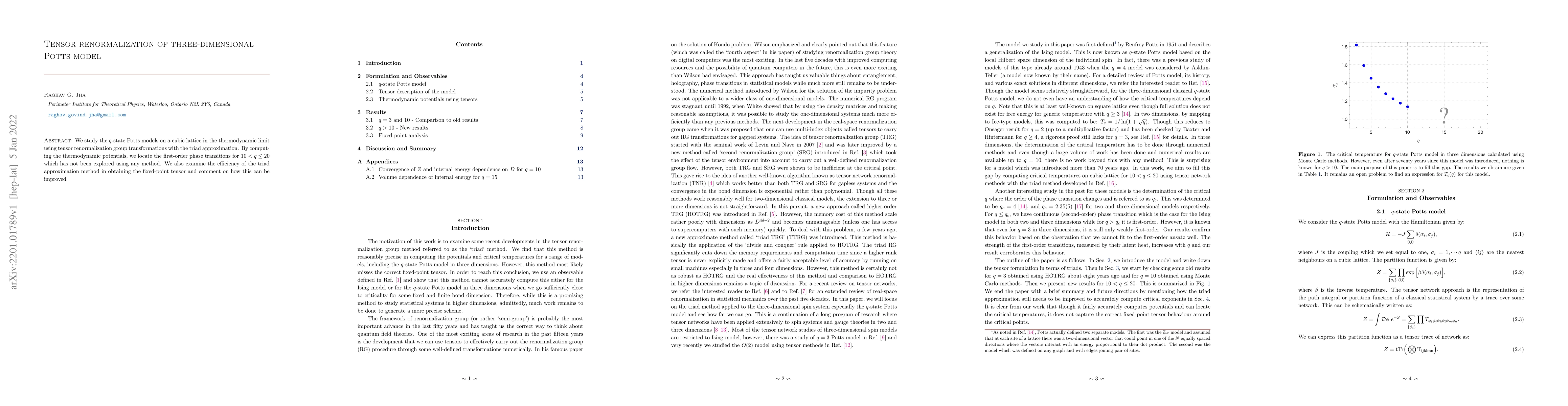 Thumbnail for Tensor renormalization of three-dimensional Potts model