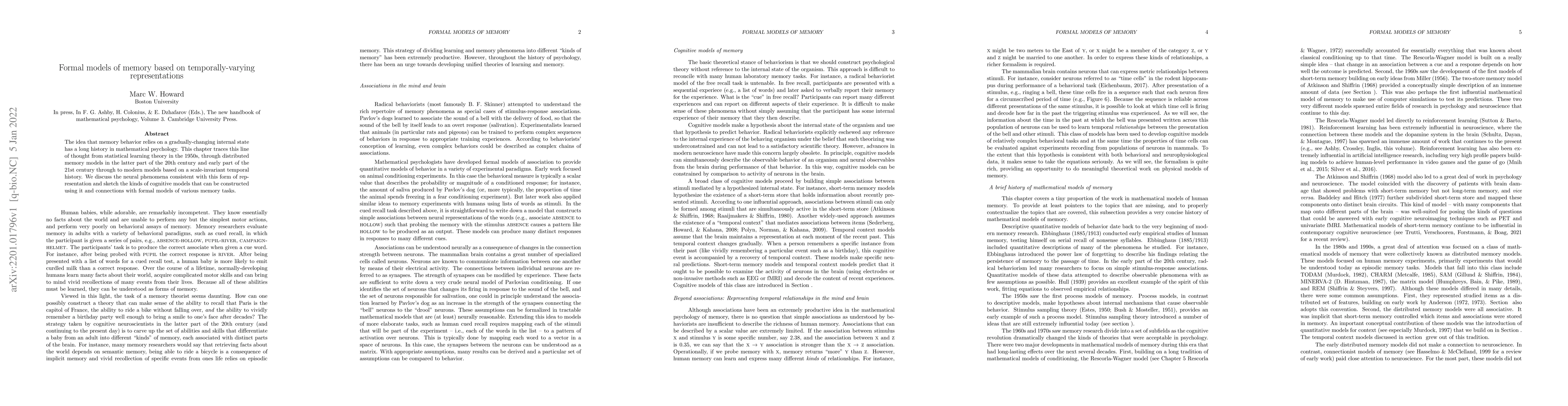 Thumbnail for Formal models of memory based on temporally-varying representations
