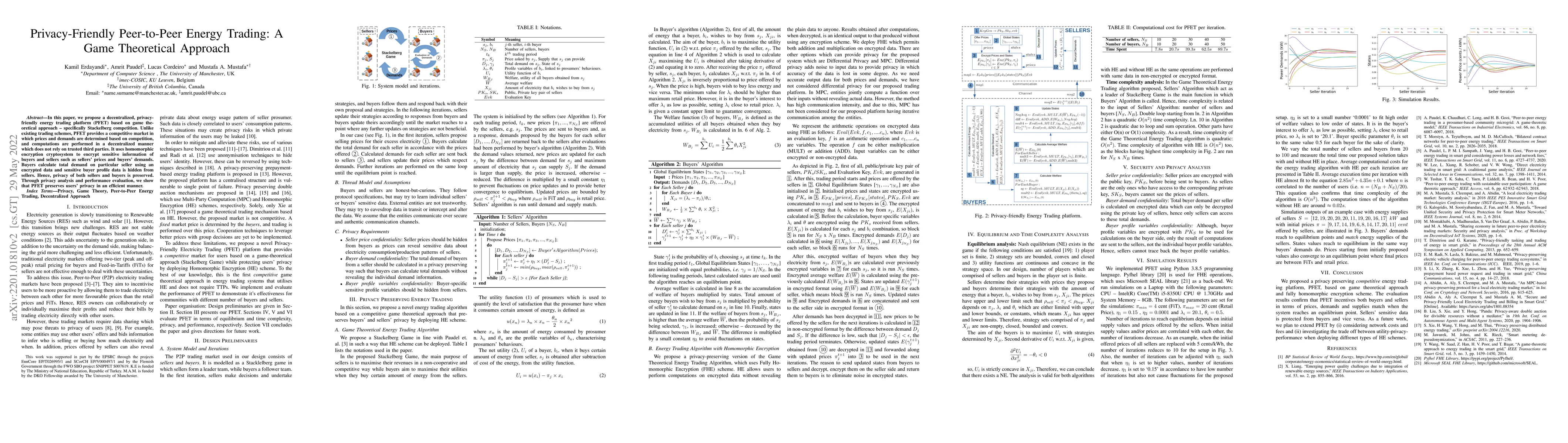 Thumbnail for Privacy-Friendly Peer-to-Peer Energy Trading: A Game Theoretical
  Approach