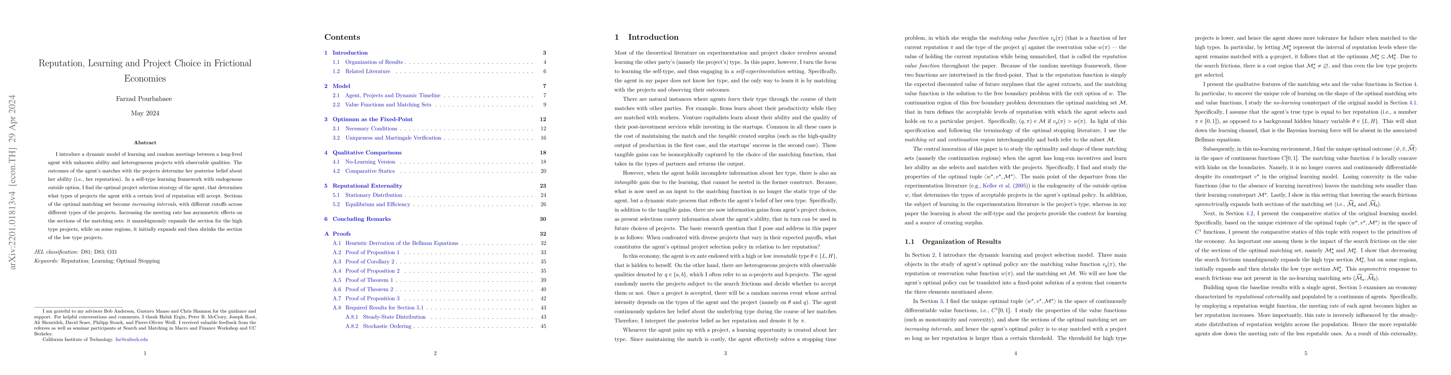 Thumbnail for Reputation, Learning and Project Choice in Frictional Economies