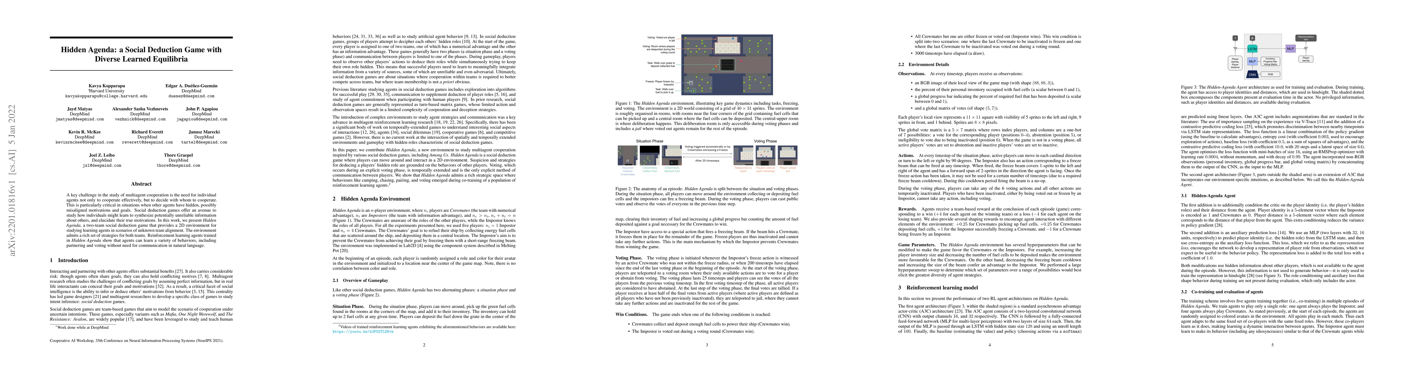 Thumbnail for Hidden Agenda: a Social Deduction Game with Diverse Learned Equilibria