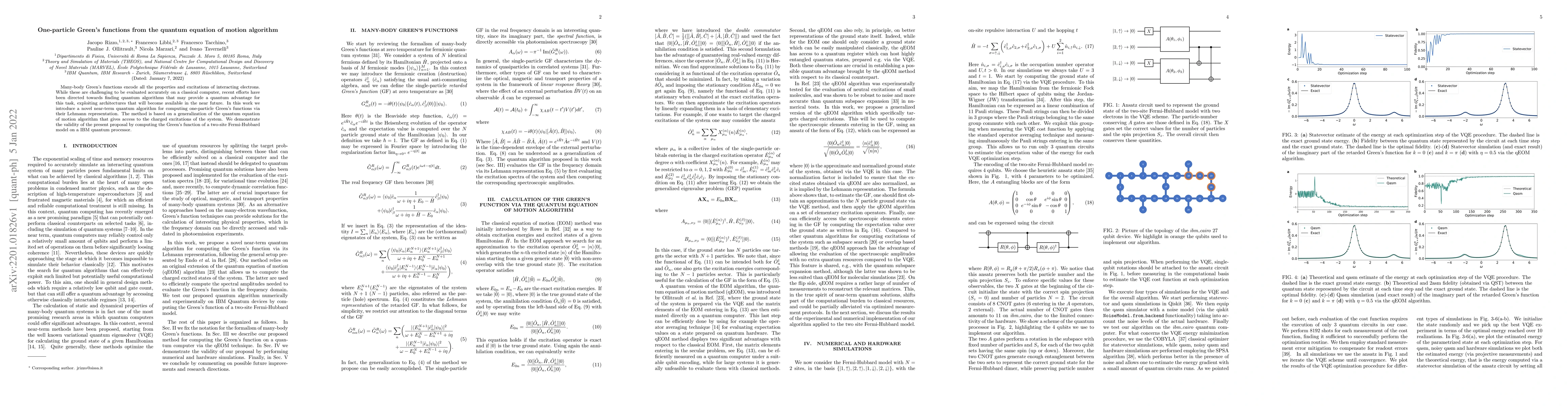 Thumbnail for One-particle Green's functions from the quantum equation of motion
  algorithm