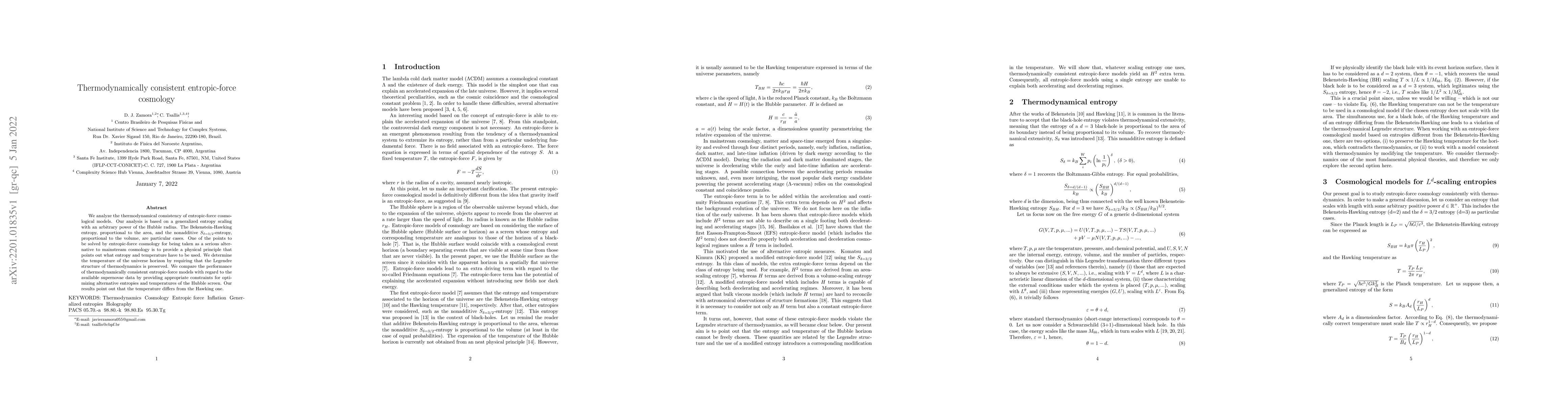 Thumbnail for Thermodynamically consistent entropic-force cosmology